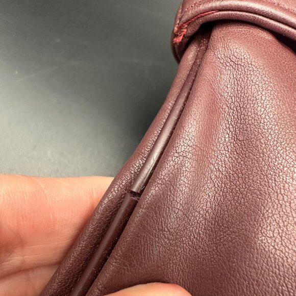 Vintage Etienne Aigner Leather Clutch Purse 1970s Maroon Handbag Retro Fashion - Picture 9 of 12